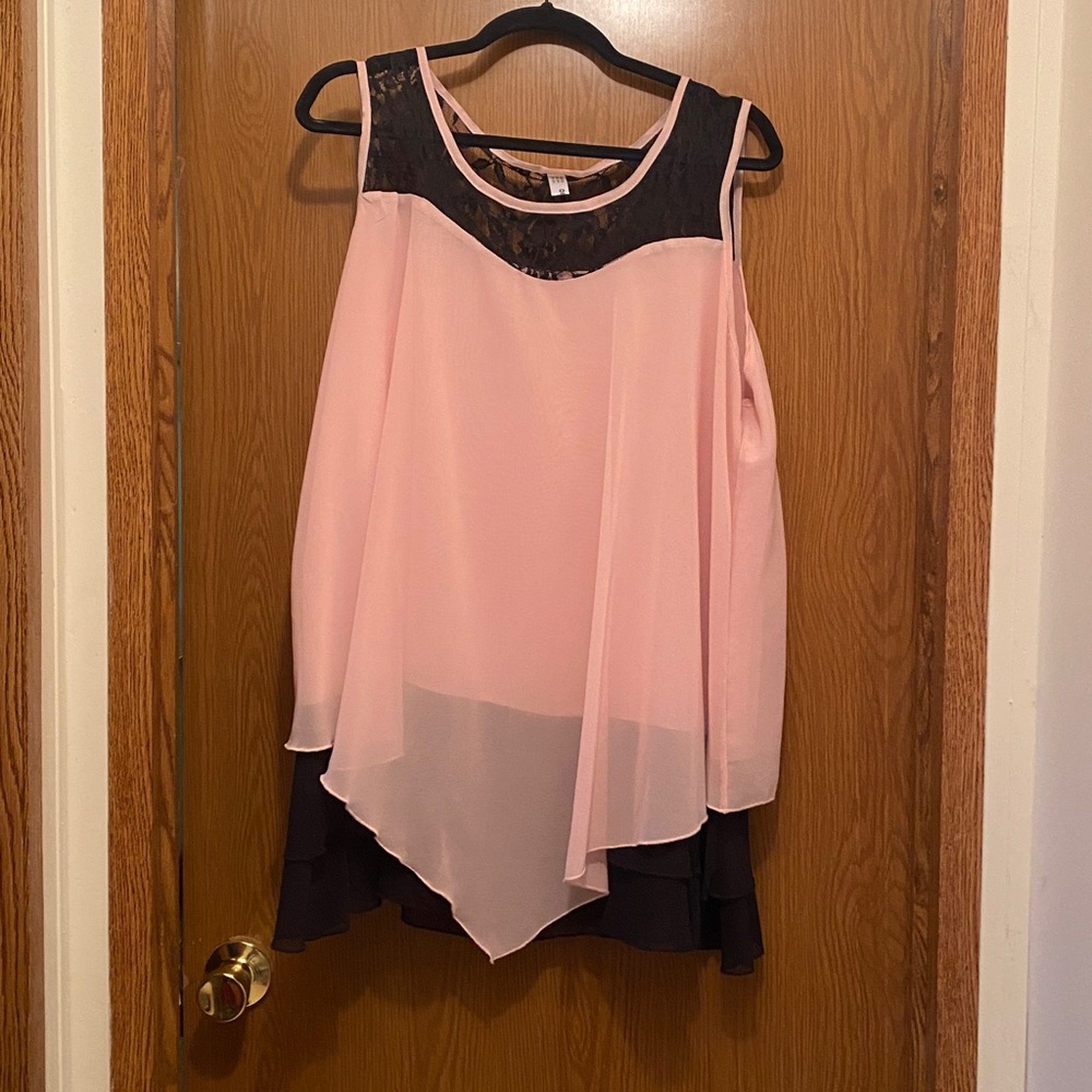 Elegant Pink and Black Lace Top